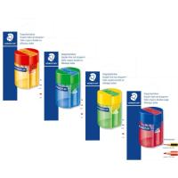 Sacapuntas de plástico 2 agujeros, deposito, colores ¿cuál te llegará? STAEDTLER