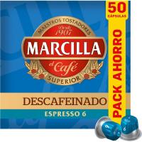 Café descafeinado compatible Nespresso MARCILLA, caja 50 uds