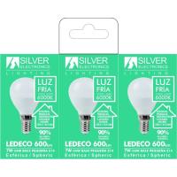Bombilla esférica Led Eco E14, 7W, 6000K, luz fría SILVER ELECTRONICS, pack 3 uds Bombilla esférica Led Eco E14, 7W, 6000K, luz fría SILVER ELECTRONICS, pack 3 uds