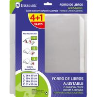 Forralibros Ajustable 28x55cm, transparente BISMARK, pack 4+1 uds