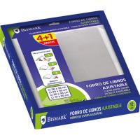 Forralibros Ajustable 28x55cm, transparente BISMARK, pack 4+1 uds
