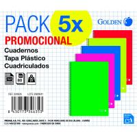 Cuaderno A4, Cuadricula 4x4, Tapa Plástico, 80 hojas 90g GOLDEN, pack 5 uds Cuaderno A4, Cuadricula 4x4, Tapa Plástico, 80 hojas 90g GOLDEN, pack 5 uds
