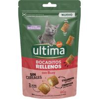 Bocaditos rellenos con buey para gatos ULTIMA, bolsa 60 g Bocaditos rellenos con buey para gatos ULTIMA, bolsa 60 g