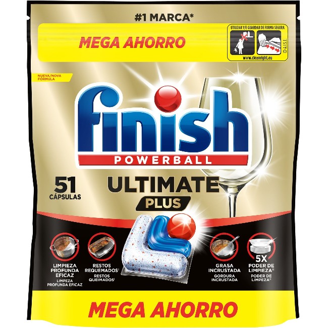 Lavavajillas máquina FINISH ULTIMATE +, bolsa 51 dosis Lavavajillas máquina FINISH ULTIMATE +, bolsa 51 dosis