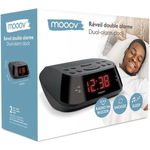 Radio reloj despertador digital, doble alarma, FM 777003 MOOOV