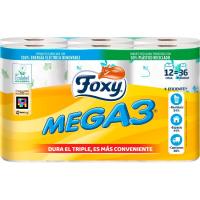 Papel higiénico mega 3 FOXY, paquete 12 rollos Papel higiénico mega 3 FOXY, paquete 12 rollos