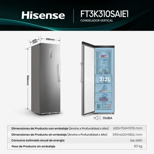 Congelador, 1 puerta FT3K310SAIE1 HISENSE