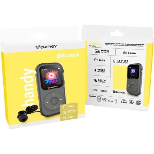 Handy reproductor MP4 negro, player con bluetooth y radio FM ENERGY SISTEM