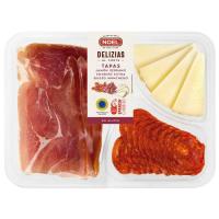 Tapa de jamón serrano, chorizo extra y queso NOEL, bandeja 118 g