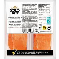 Supremas de salmón ASC apto consumo crudo KOLD FIN, sobre 250 g