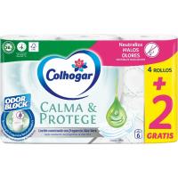 Papel higiénico Calma&protege COLHOGAR, pack 4+2 rollos
