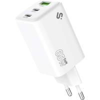Cargador blanco GAN 65W 2xUSB-C + 1x USB-A SUBBLIM