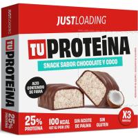 Barrita de proteína coco-choco negro JUST LOADING, pack 3x27 g Barrita de proteína coco-choco negro JUST LOADING, pack 3x27 g