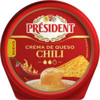 Crema de queso con chédar y chili PRESIDENT, tarrina 125 g