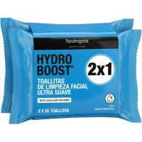Toallitas limpiadoras NEUTROGENA HYDRO BOOST, pack 2x25 uds