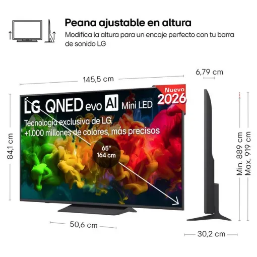 Televisor 65" QNED, Evo MiniLED, antireflejos negro 65QNED81B6A LG