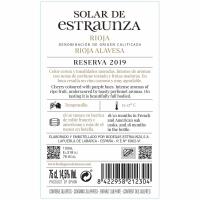 Vino Tinto Reserva D.O. Rioja SOLAR DE ESTRAUNZA, botella 75 cl