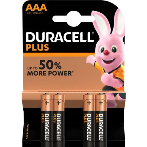 Pila alcalina Plus Power LR03 (AAA) DURACELL, pack 4 uds