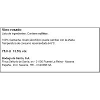 SEÑORIO DE SARRIA ardo gorria Nafarroa JD, botila 75 cl