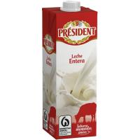Leche entera PRESIDENT, brik 1 litro