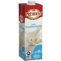 Leche semidesnatada PRESIDENT, brik 1 litro