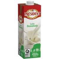 Leche desnatada PRESIDENT, brik 1 litro