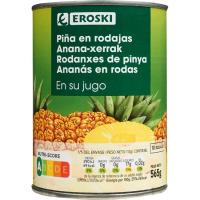 Piña en rodajas en su jugo EROSKI, lata 340 g Piña en rodajas en su jugo EROSKI, lata 340 g