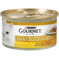 FRISKIES GOURMET GOLD gibel eta oilasko jakia, lata 85 g