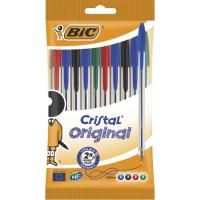 Bolígrafo Bic Cristal, punta normal, tinta de colores surtidos BIC, pack 10 uds