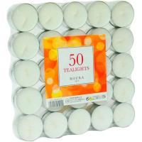 Vela Tealight blanco ROURA, 4x4x5,1 cm, 50 unid