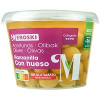 Aceitunas sabor manzanilla EROSKI, tarrina 300 g