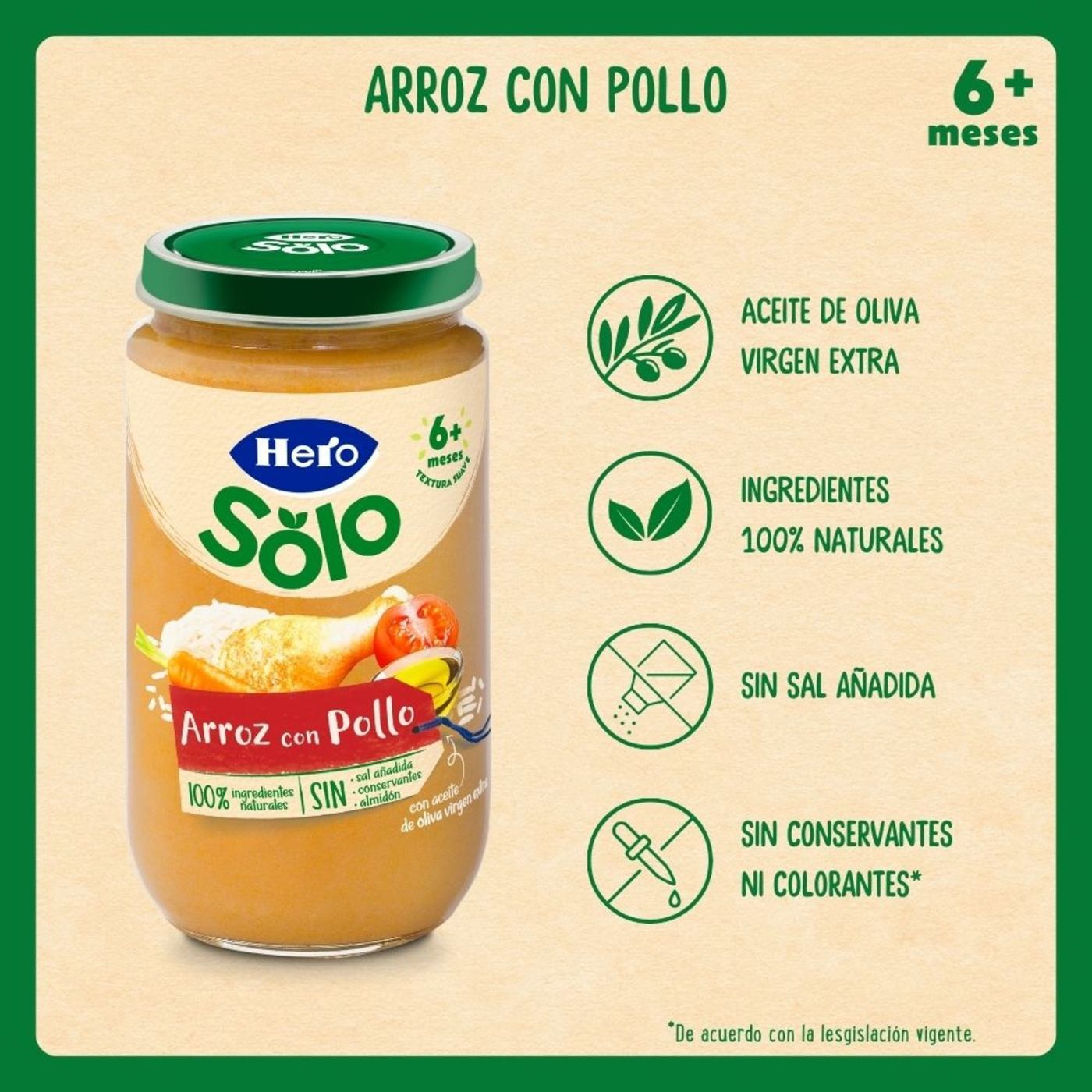 Tarrito de arroz con pollo HERO, tarro 235 g