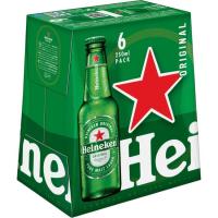 Cerveza holandesa HEINEKEN, pack botellín 6x25 cl