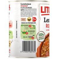 Lentejas a la riojana LITORAL, lata 425 g