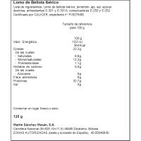 Lomo ibérico de cebo 50% raza ibérica MATORRAL, sobre 125 g