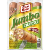 Salchichas Jumbo de queso OSCAR MAYER, sobre 350 g