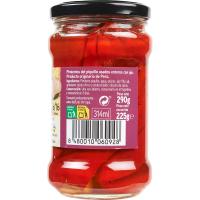 Pimiento de piquillo al ajillo EROSKI, frasco 225 g 