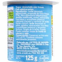 Yogur desnatado con fresas EROSKI, pack 4x125 g