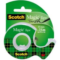 Cinta adhesiva invisible mate, permite escribir, con portarollo SCOTCH, 19mmx7,5m