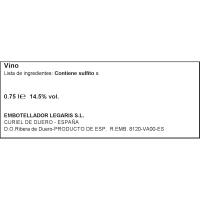 Vino Tinto Crianza D.O. R. de Duero LEGARIS, botella 75 cl