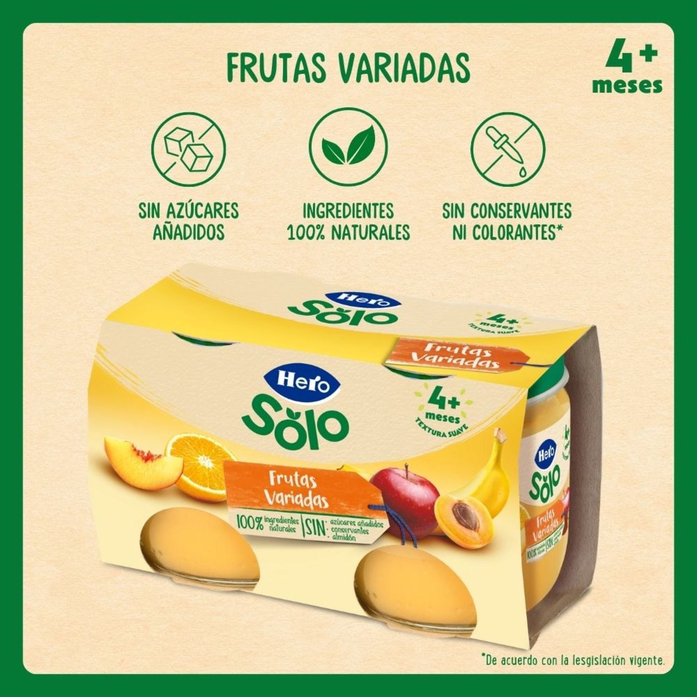 Tarrito de frutas variadas desde 4º mes HERO, pack 2x120 g