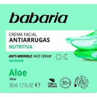 Crema facial antiarrugas de aloe vera BABARIA, tarro 50 ml