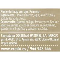 Pimiento rojo en tiras EROSKI, frasco 190 g