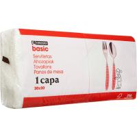 Servilleta blanca 1 capa 30x30 EROSKI BASIC, paquete 200 uds