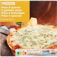 Pizza 5 quesos EROSKI, caja 345 g