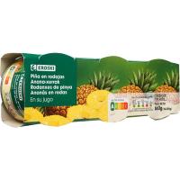 Piña en rodaja en su jugo EROSKI, pack 3x137 g