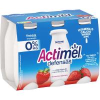 Actimel para beber sabor fresa 0% DANONE, pack 6x100 ml