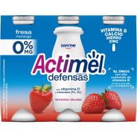 Actimel para beber sabor fresa 0% DANONE, pack 6x100 ml