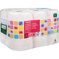 Papel cocina doble rollo decorado EROSKI, paquete 6=12 rollos
