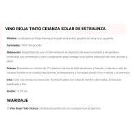 Vino Tinto Crianza D.O. Rioja SOLAR ESTRAUNZA, botella 75 cl